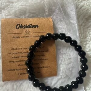 Obsidian Black Beaded Bracelet